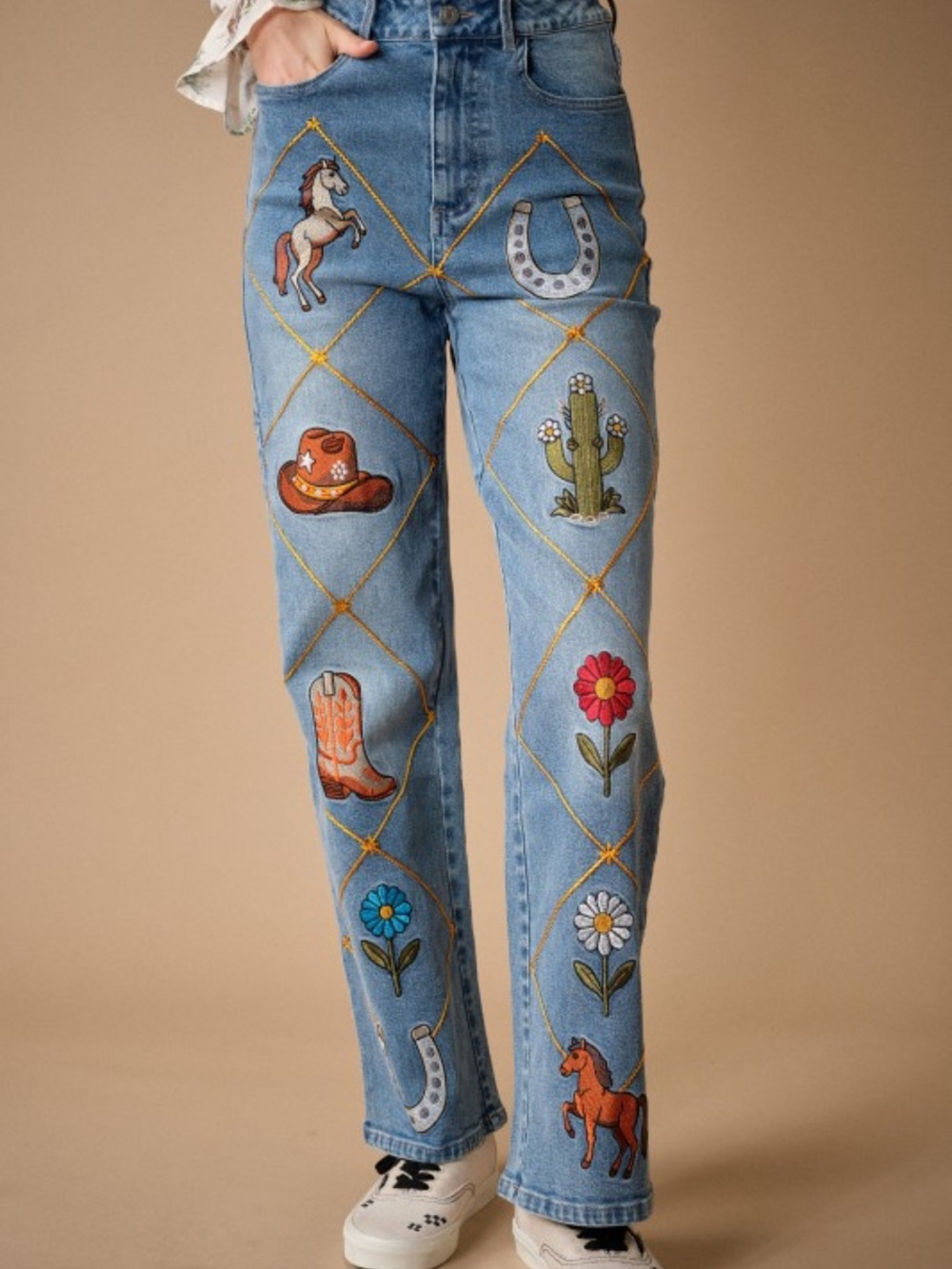Blue B Embroidered Blue Women’s Western Jeans